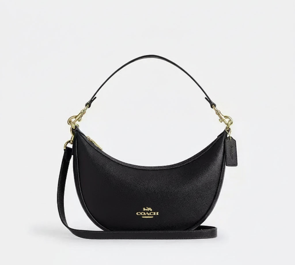 Coach Aria Shoulder/Crossbody Leather Bag In Gold/Black