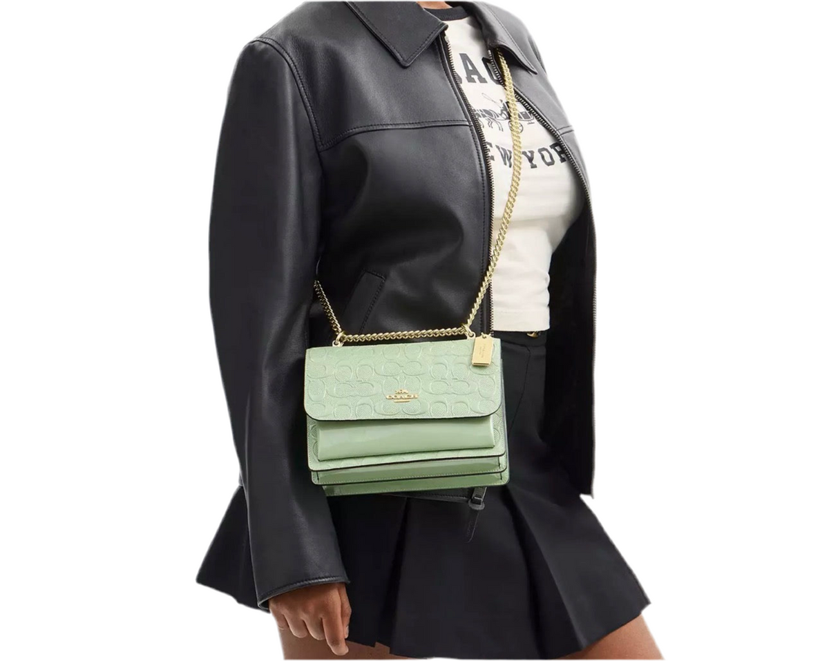 NWT Coach Klare Crossbody Bag In Signature Leather In Gold/Pale Green