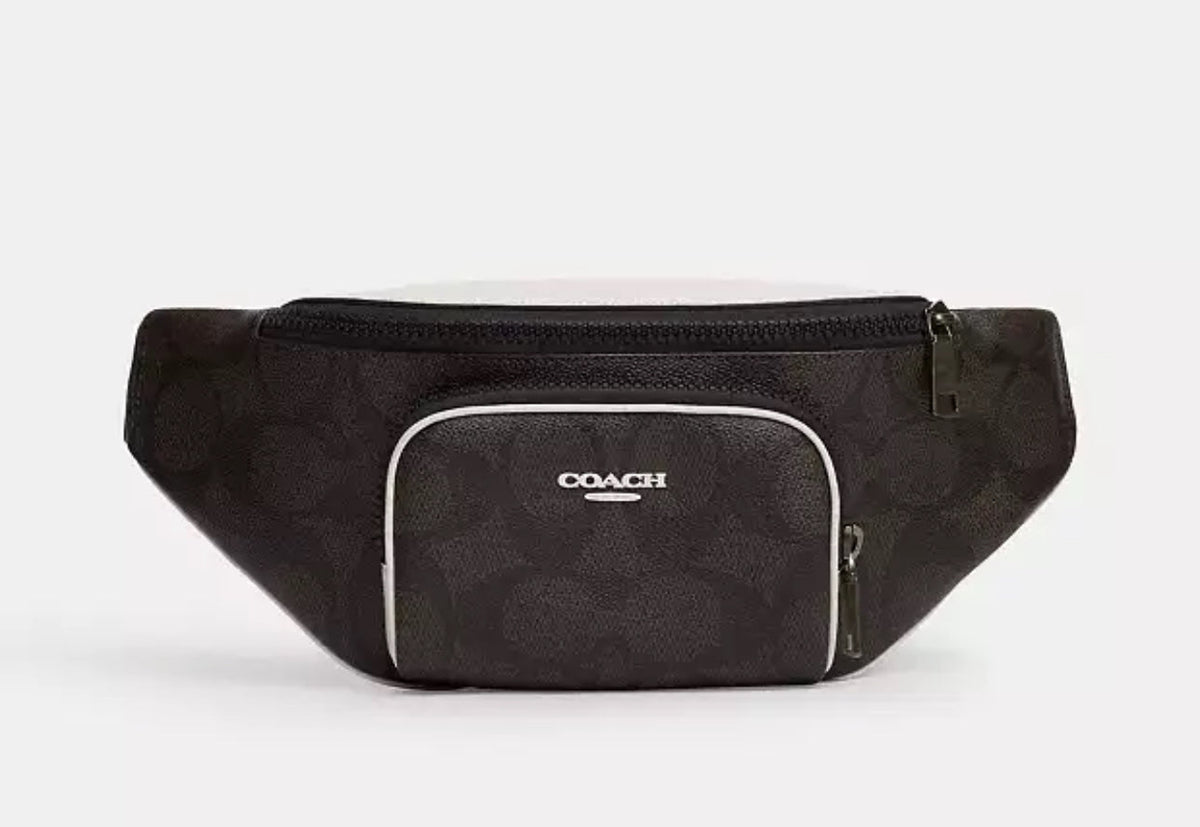NWT Coach Men’s Racer Belt Bag In Signature Canvas & Leather