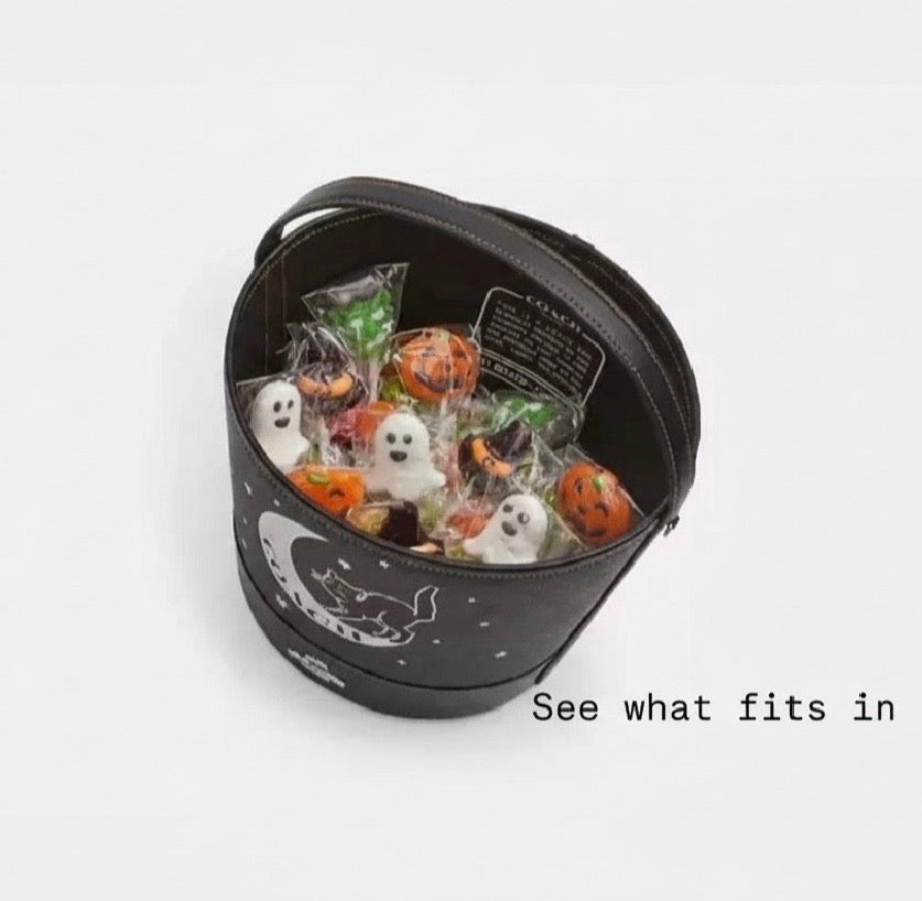 NWT Coach Trick Or Treat Bucket With Halloween Cat