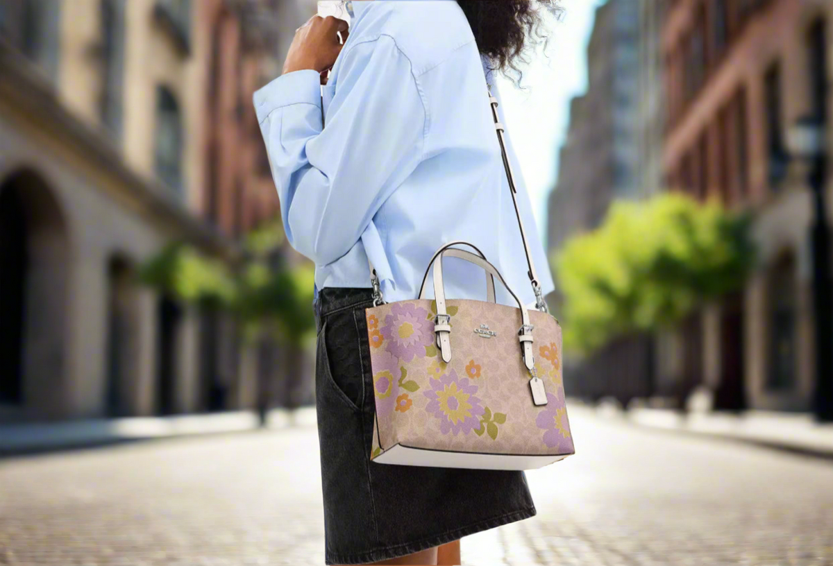NWT Coach Mollie Tote Bag 25 In Signature Canvas With Floral Print