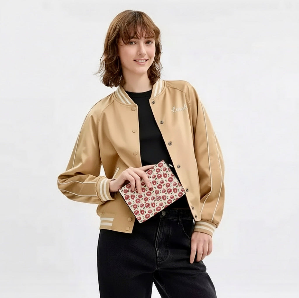 NWT Coach Slim Crossbody Bag With Floral Print In Chalk/Red