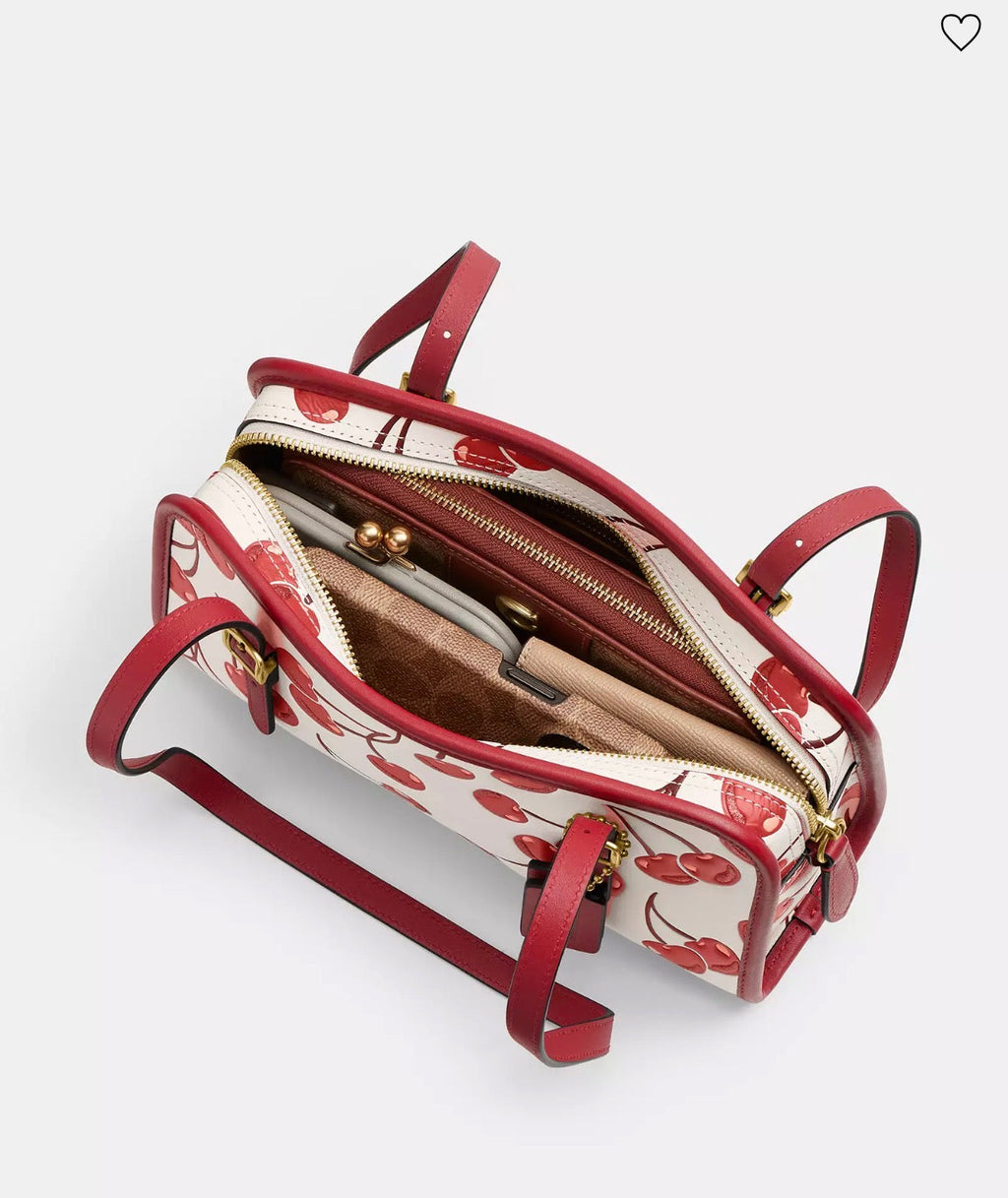 NWT Coach Originals Leather Swing Zip Bag With Cherry Print