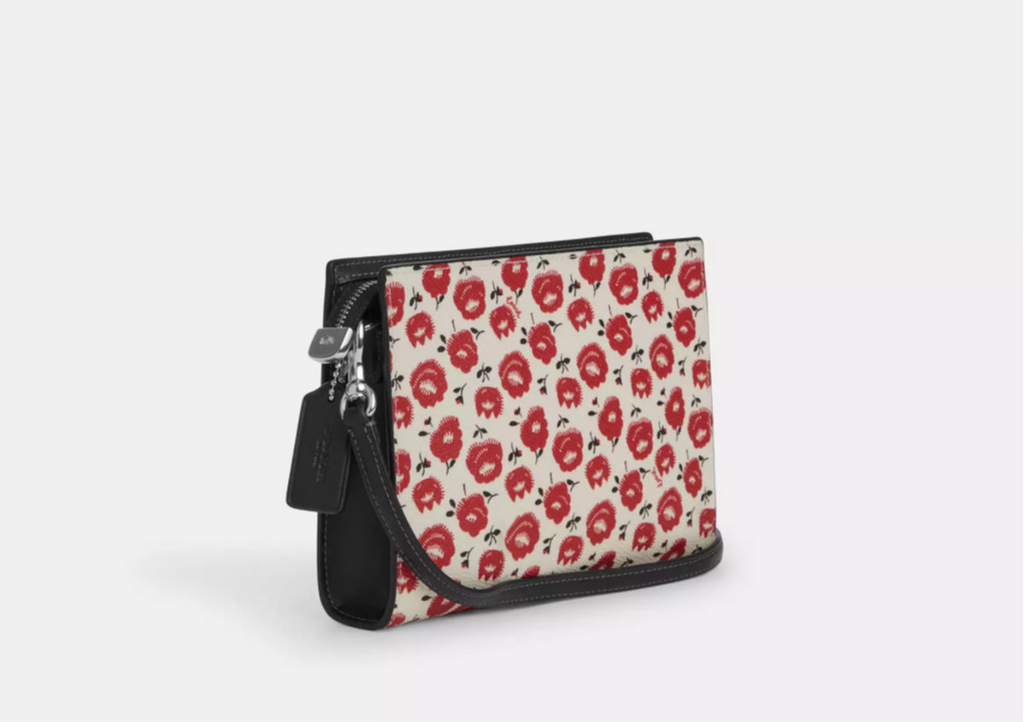 NWT Coach Slim Crossbody Bag With Floral Print In Chalk/Red