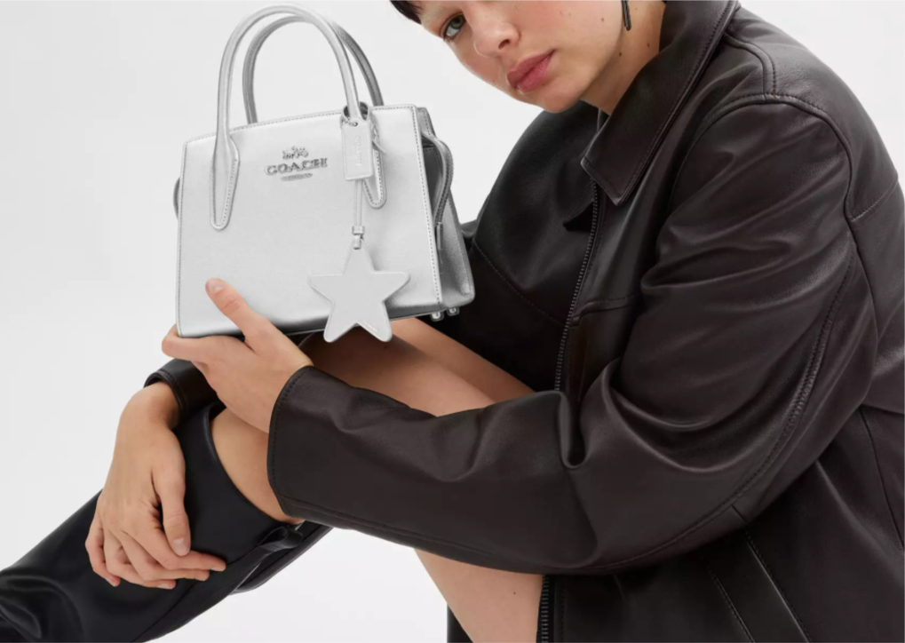 NWT Coach Medium Andrea Carryall Leather Handbag Crossbody In Silver