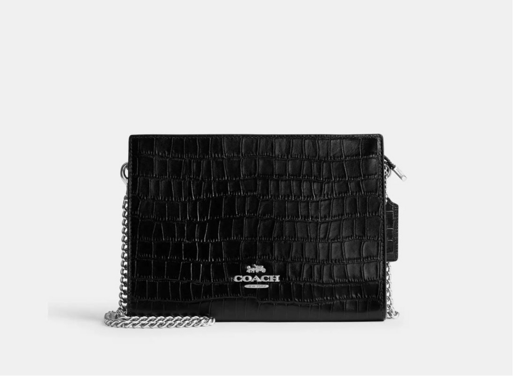 NWT Coach Slim Crossbody In Croc-Embossed Leather- Black