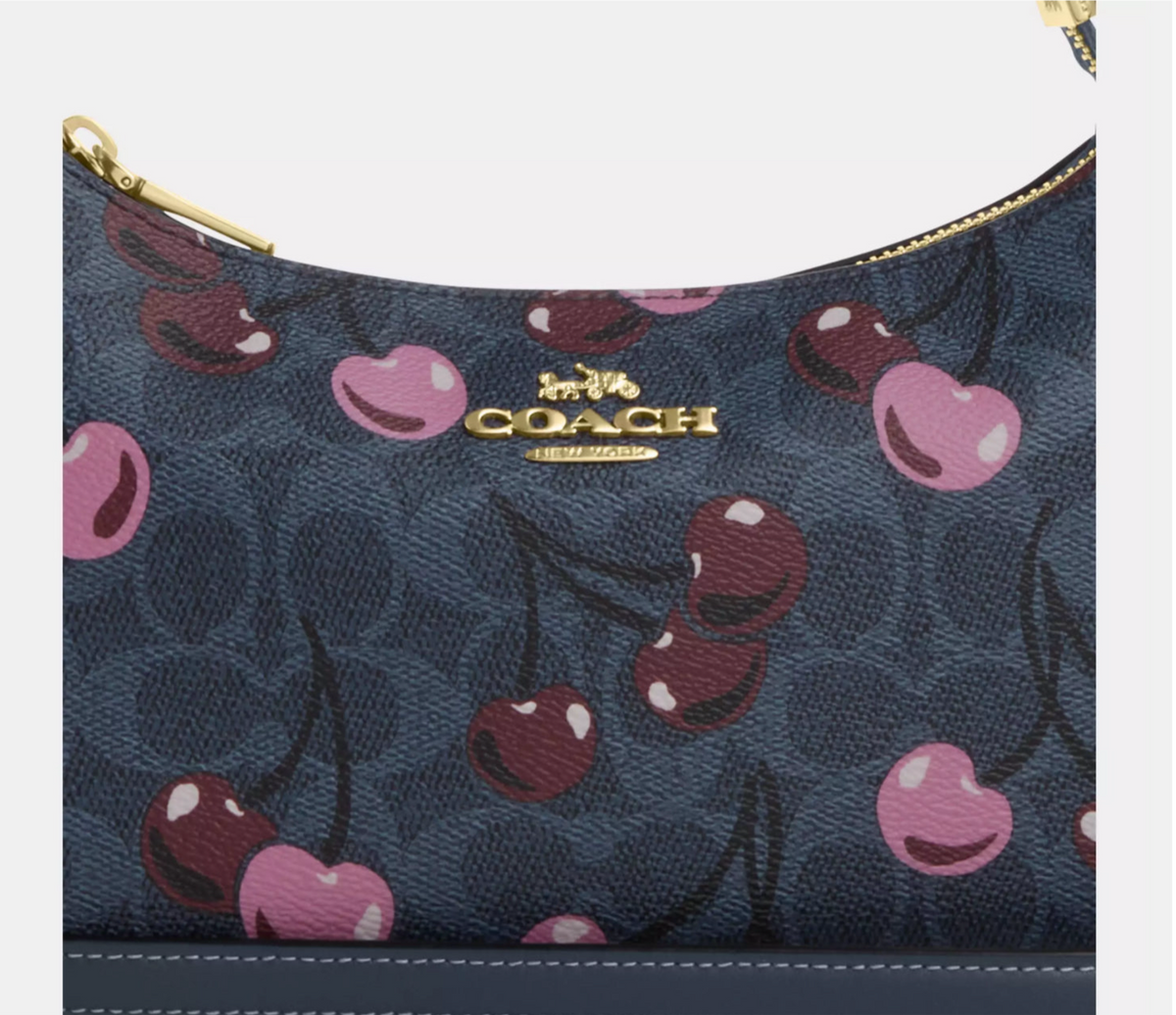 NWT Coach Teri Shoulder Bag In Signature Canvas With Cherry Print