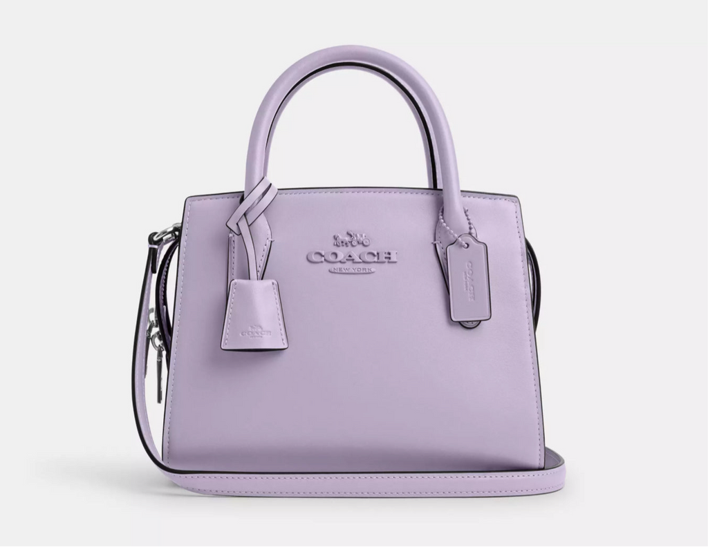 NWT Coach Leather Andrea Carryall Bag In Silver/Lilac