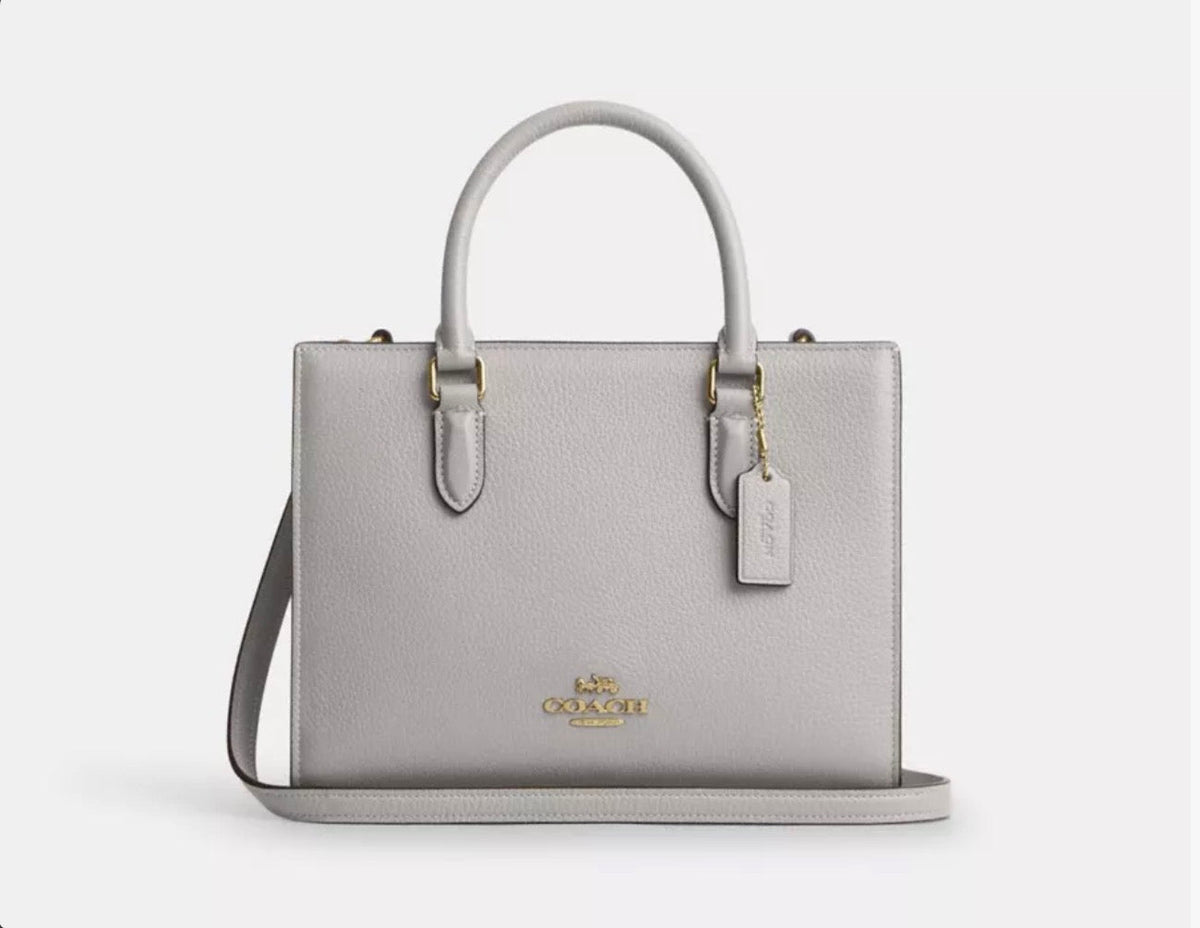 NWT Coach Maggie Small Tote Convertible Leather Bag In Dove Grey