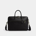 NWT Coach Ethan Slim Brief Laptop Bag In Signature Leather In Black