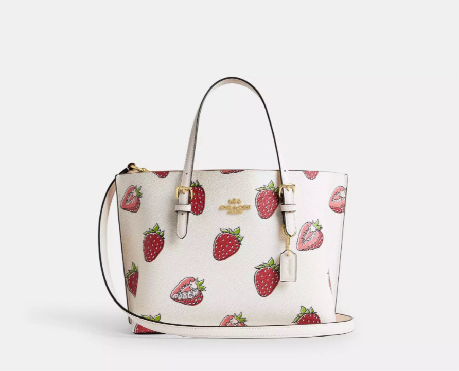 NWT Coach Mollie Tote Bag 25 With Strawberry Print