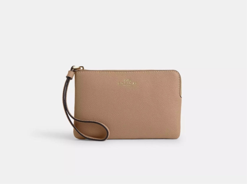 NWT Coach Cross Grain Leather Corner Zip Wristlet Wallet