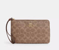 NWT Coach Large Corner zip Wristlet Wallet In Signature Canvas