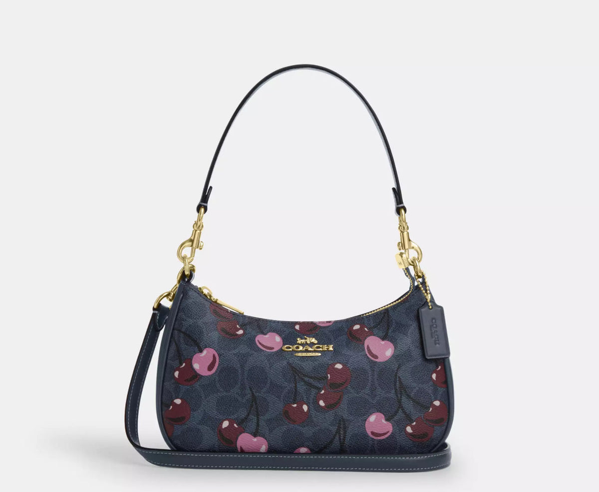 NWT Coach Teri Shoulder Bag In Signature Canvas With Cherry Print