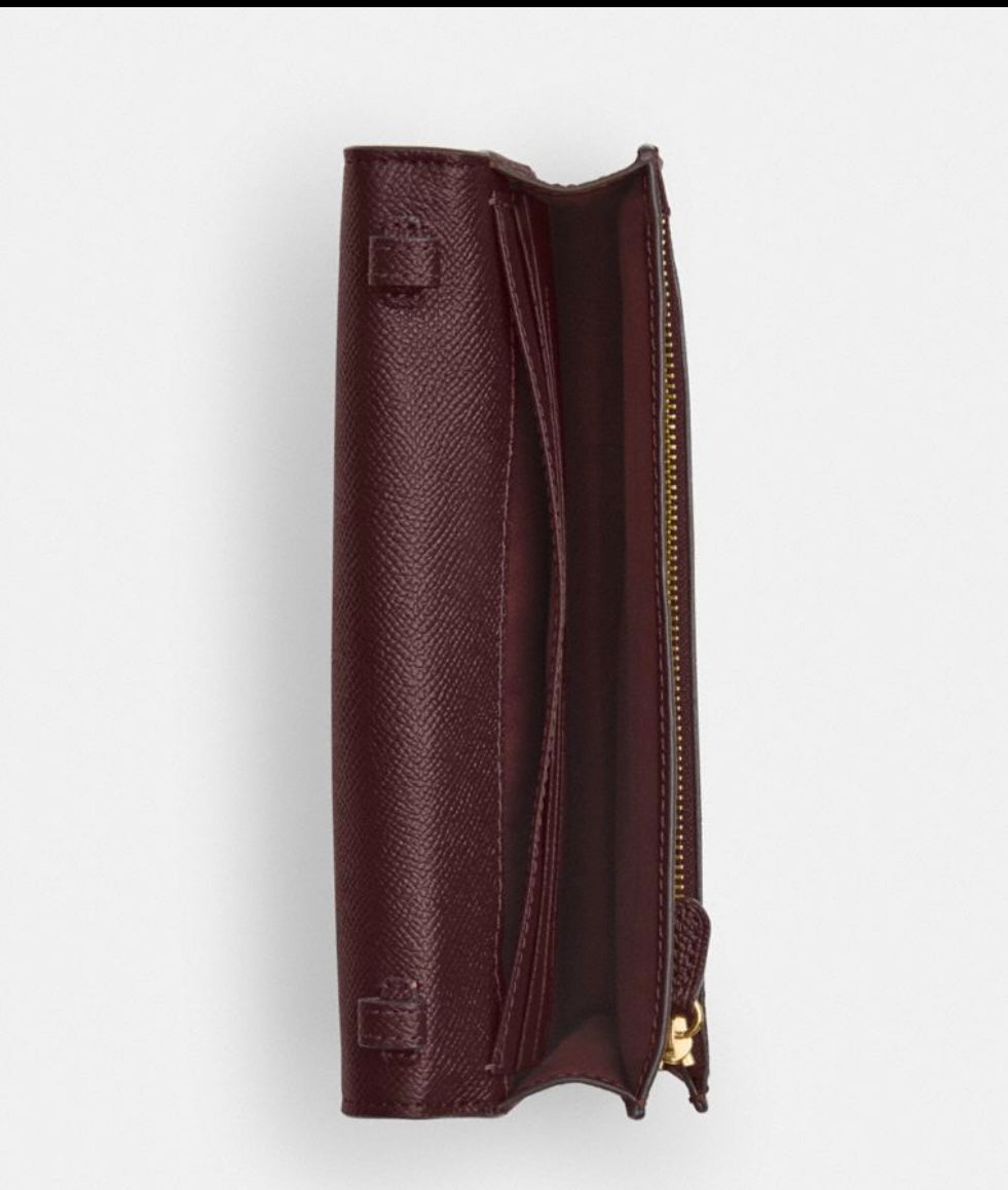 NWT Coach Anna Foldover Clutch/Crossbody Leather bag In Merlot