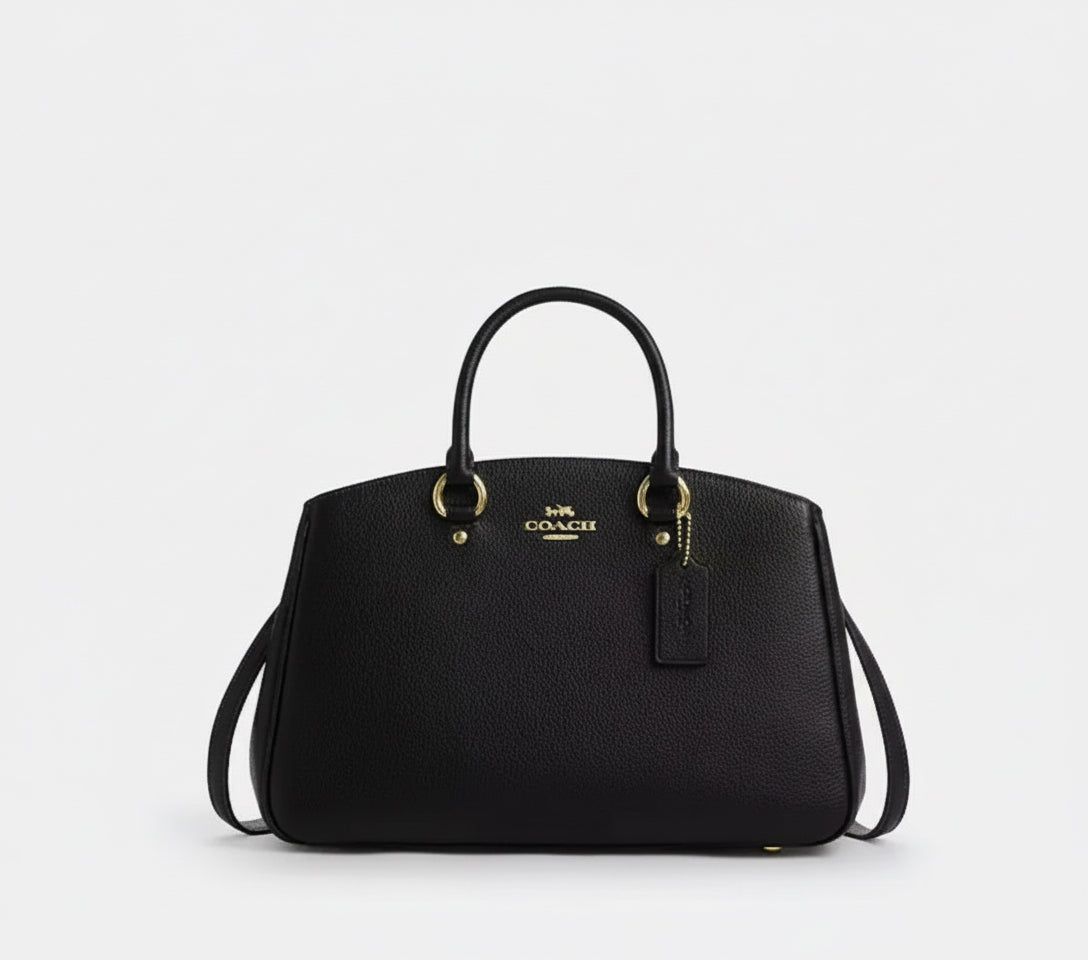 NWT Coach Savannah Carryall Leather Bag In Black