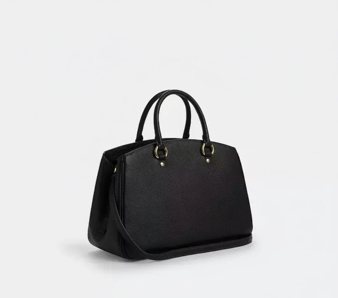 NWT Coach Savannah Carryall Leather Bag In Black