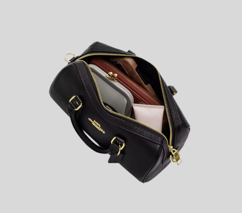 NWT Coach Rowan LONG Satchel Leather Bag In Gold/Black