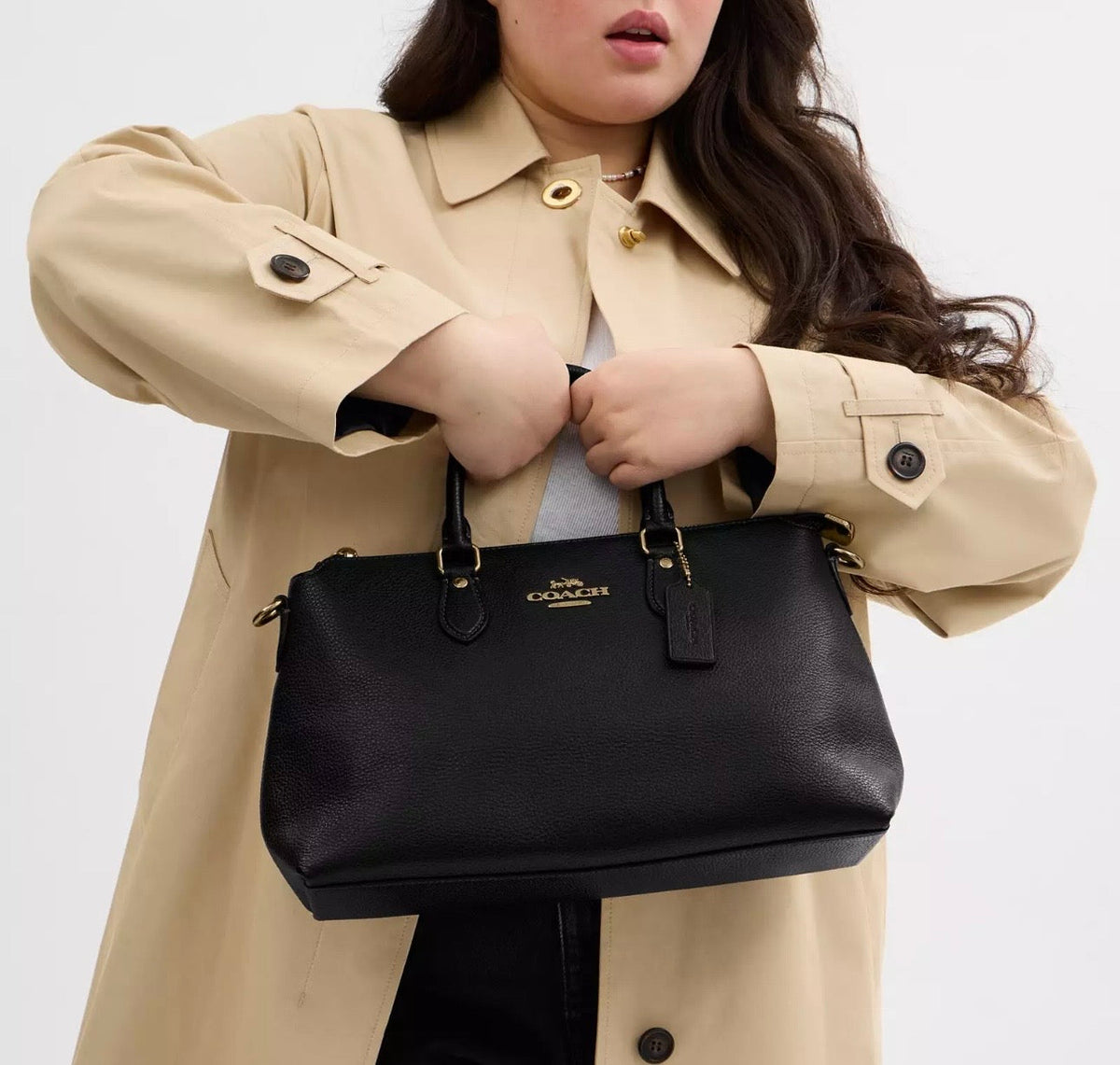 NWT Coach Leather Georgia Sachel Convertible Bag In Black