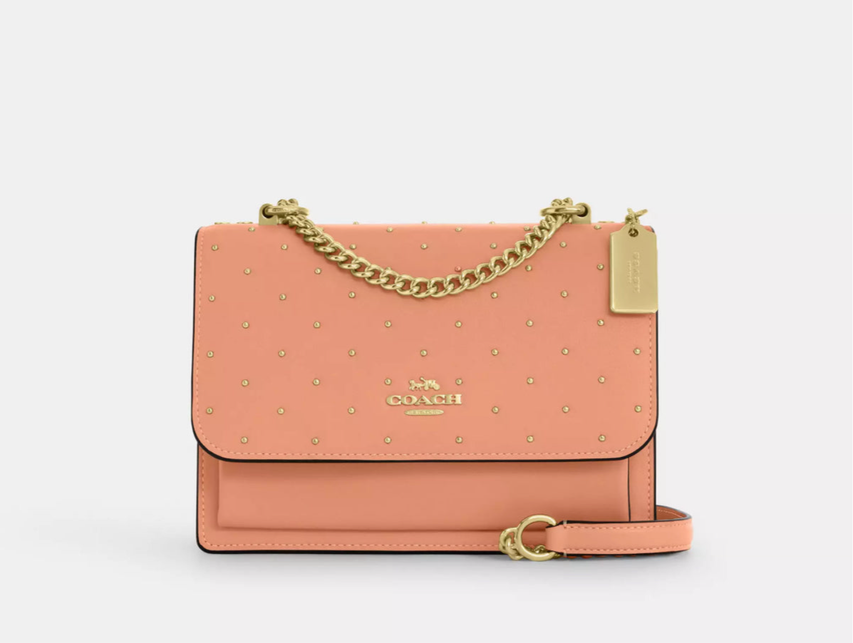 NWT Coach Klare Leather Crossbody Bag With Rivets In Peach