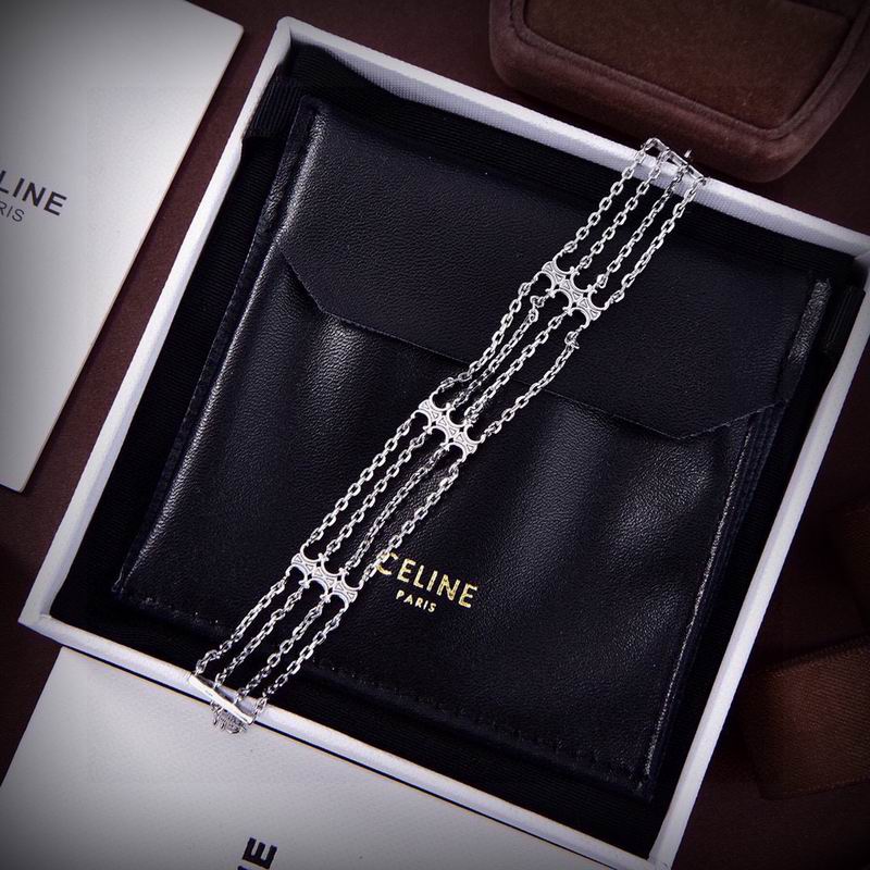 Celine Paris Multi-Strand Silver Chain Bracelet