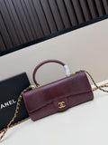 Chanel Burgundy Embossed Top-Handle Flap Bag