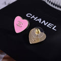 Chanel Pink Heart CC Stud Earrings