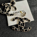Chanel Black & Silver Woven Chain Drop Earrings