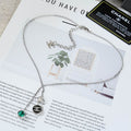 Chanel Silver Green Black Necklace