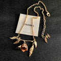 Chanel Gold-Tone Leaf Charm Necklace