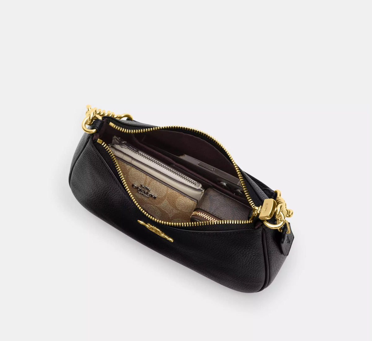 NWT Coach Leather Teri Shoulder Bag With Rivets In Black
