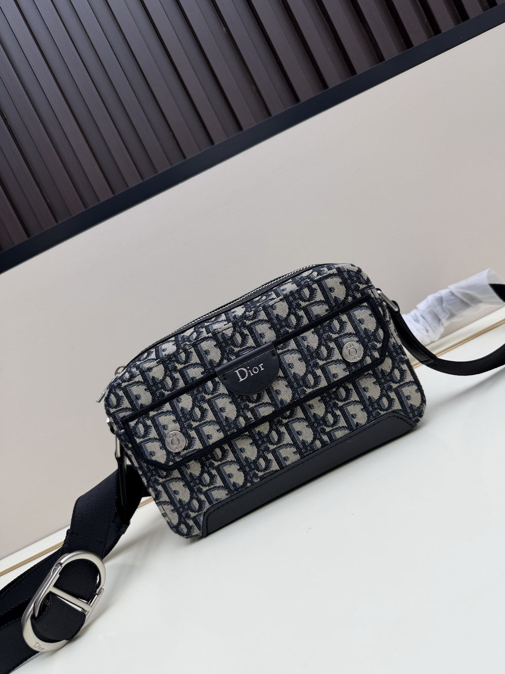 Dior Navy Oblique Monogram Shoulder Bag