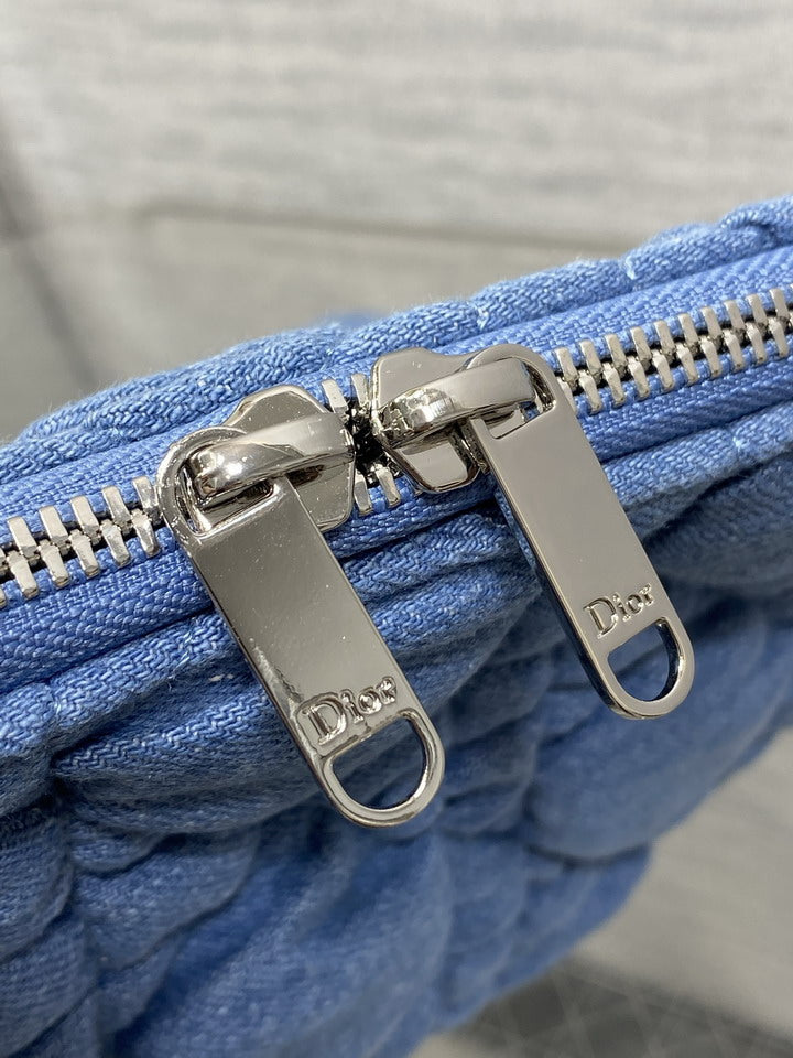 Dior Blue Cannage-Quilted Chain Shoulder Bag