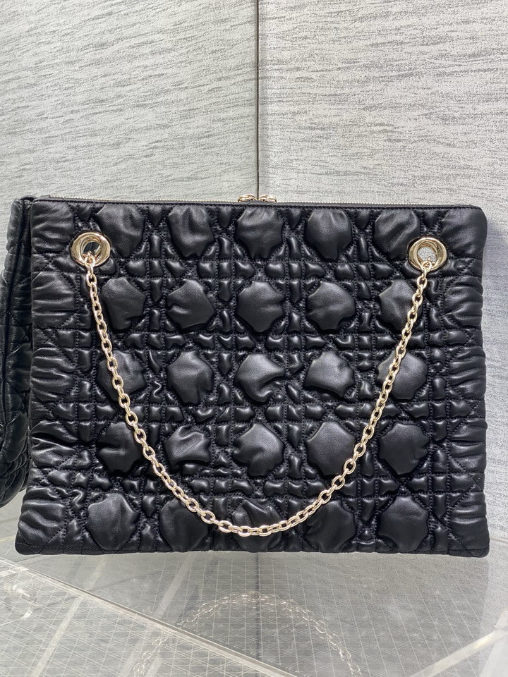 Dior Black Cannage-Quilted Chain Shoulder Bag