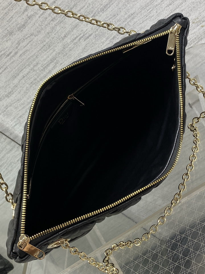 Dior Black Cannage-Quilted Chain Shoulder Bag