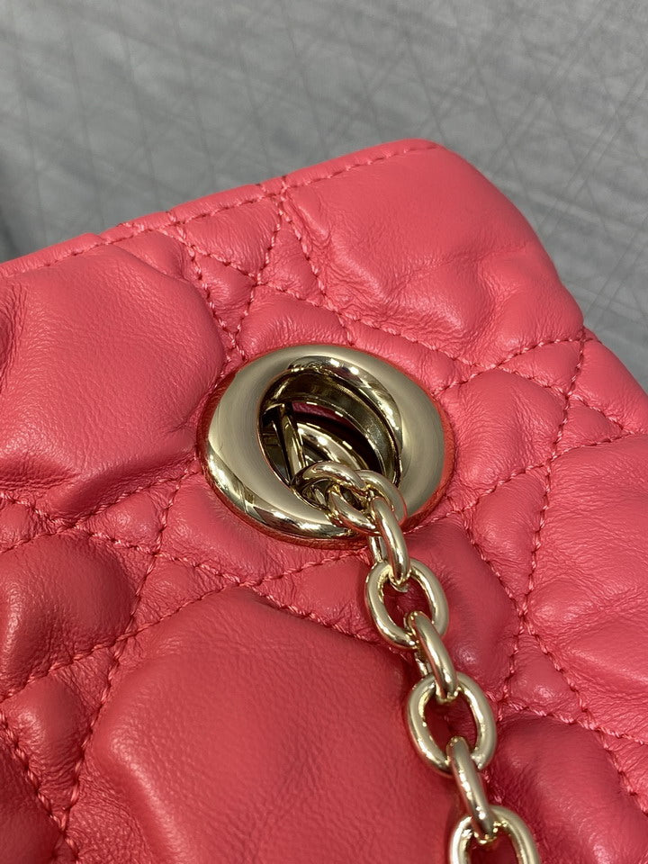Dior Red Cannage-Quilted Chain Shoulder Bag