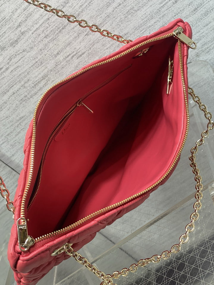 Dior Red Cannage-Quilted Chain Shoulder Bag