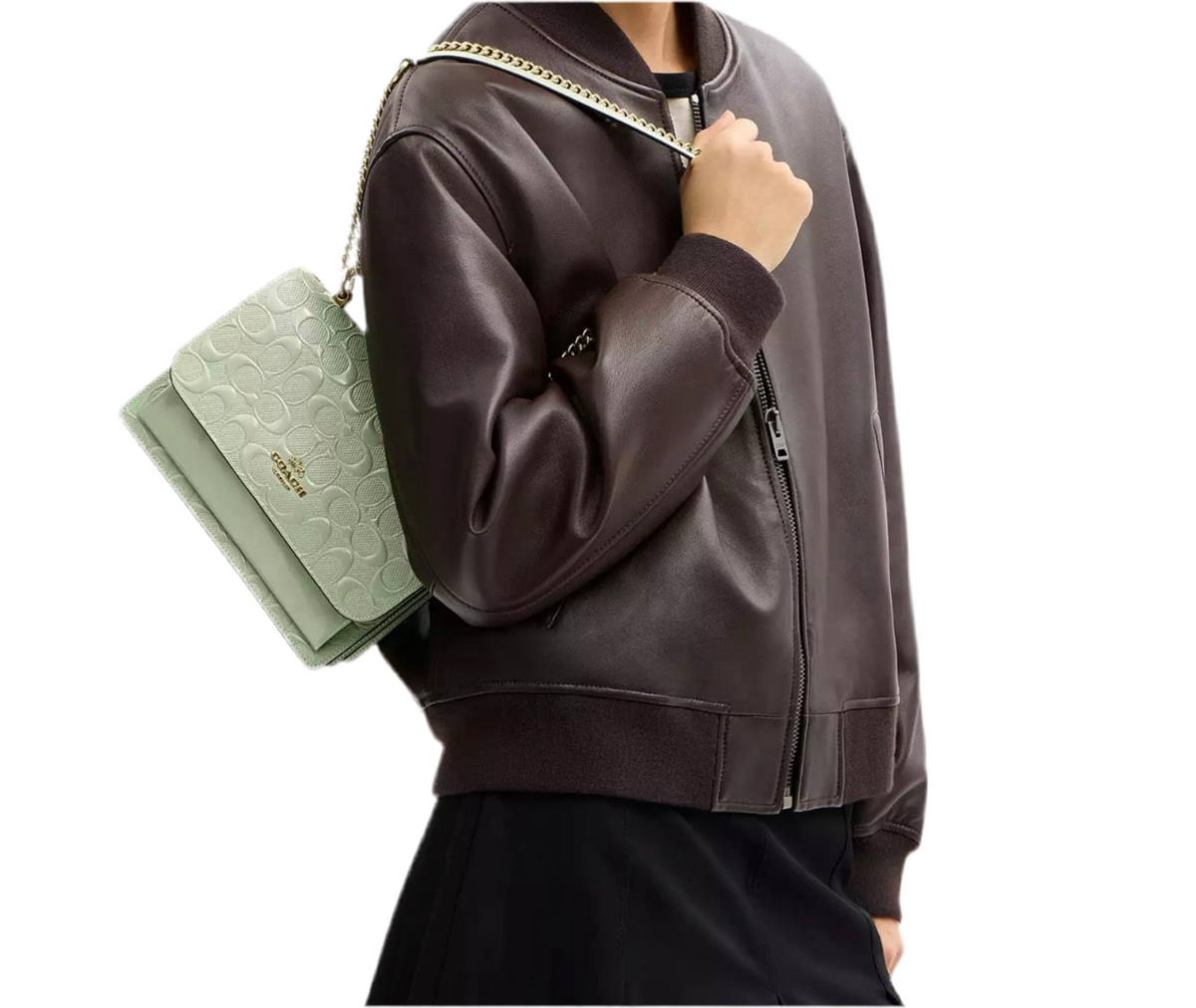NWT Coach Klare Crossbody Bag In Signature Leather In Gold/Pale Green