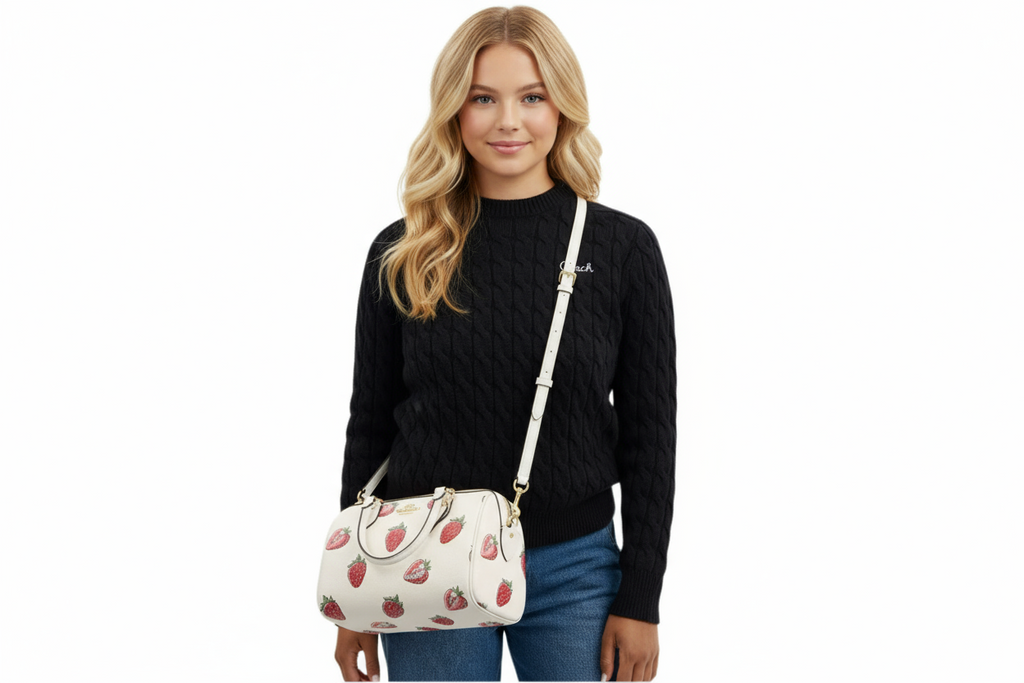NWT Coach Rowan Satchel Bag with Strawberry Print