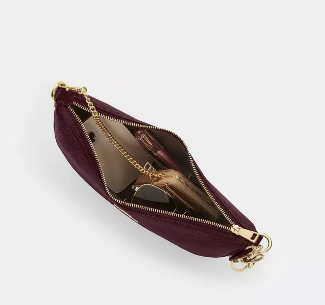 Coach Aria Shoulder/Crossbody Leather Bag In Dark Wine