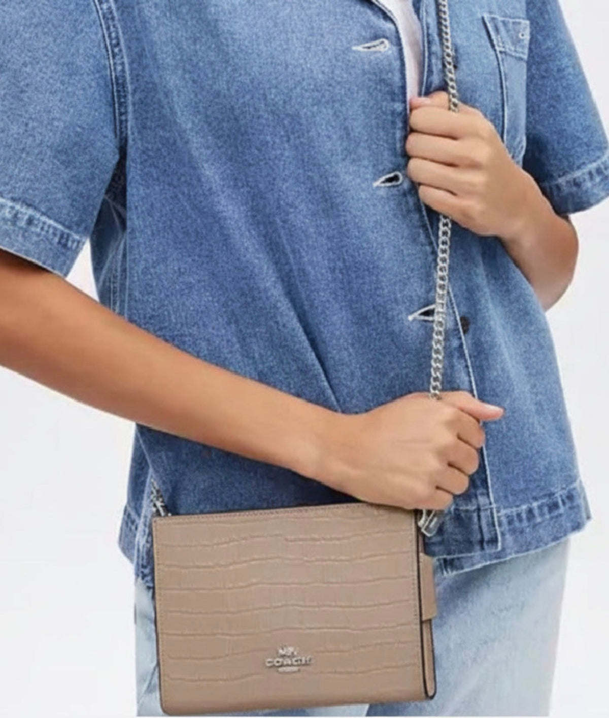 NWT Coach Slim Crossbody In Croc-embossed & Smooth Leather