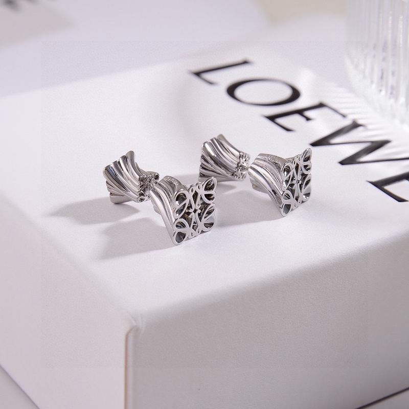 Loewe Silver Hollow Anagram Stud Earrings