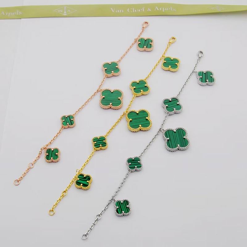 Van Cleef & Arpels Green Clover-Motif Bracelet Set, Three Colorways