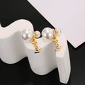 Saint Laurent YSL Pearl & Gold Logo Drop Earrings