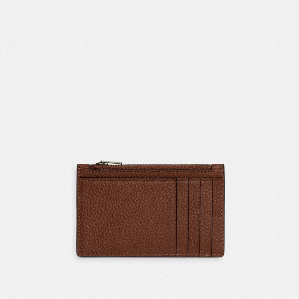 Coach Zip Card Case In Pebbled Leather