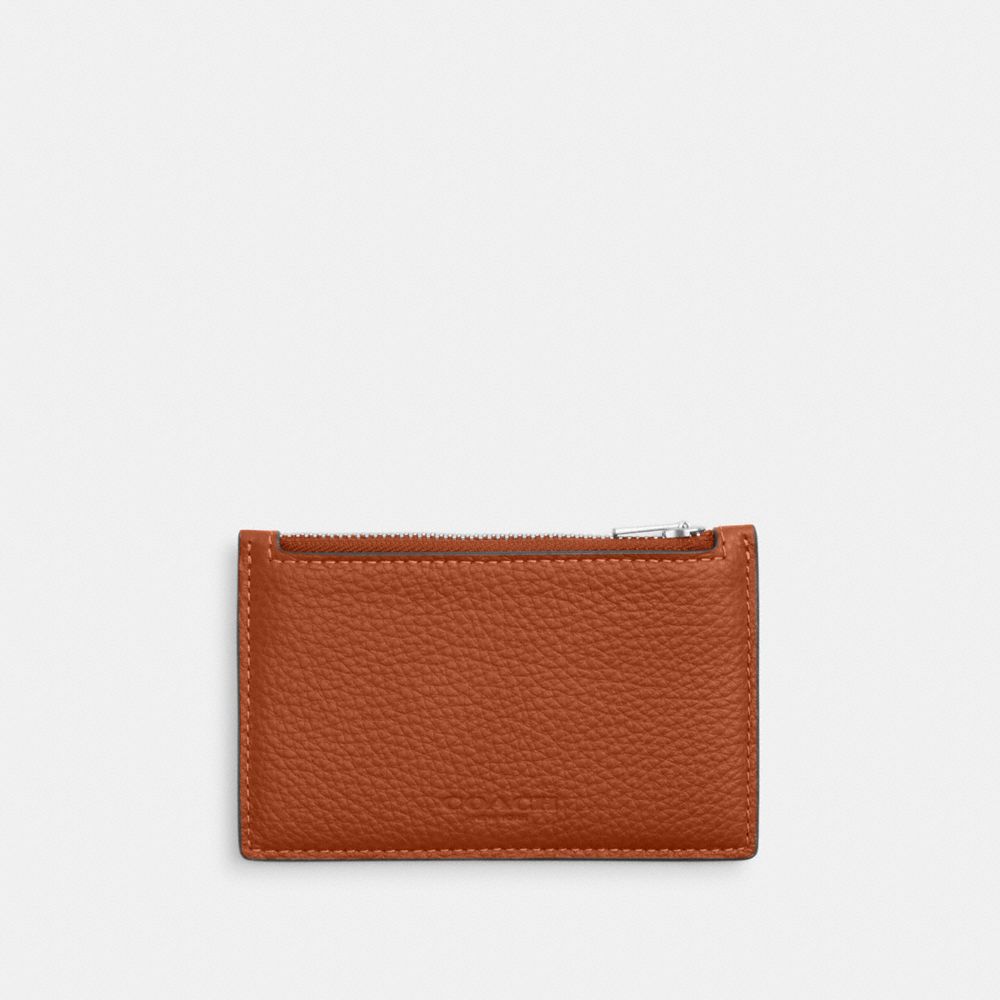 Coach Zip Card Case In Pebbled Leather