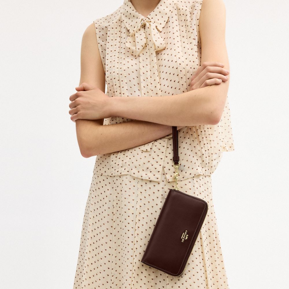 Coach Long Zip Around Wallet In Crossgrain Leather