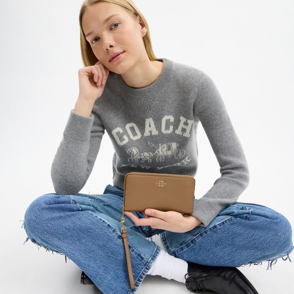 Coach Long Zip Around Wallet In Crossgrain Leather