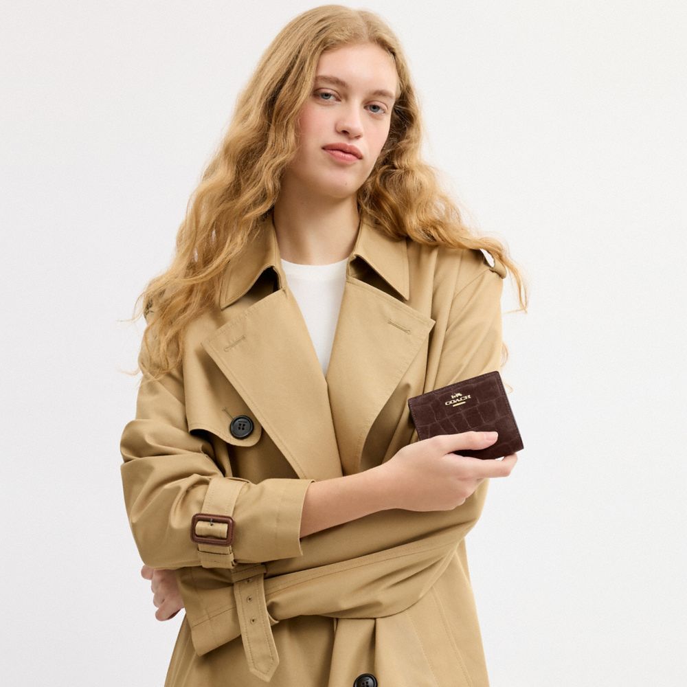 Coach Snap Wallet In Crocodile-Embossed Leather
