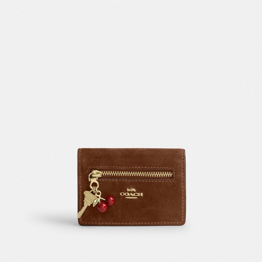 Coach Card Case With Charms Suede